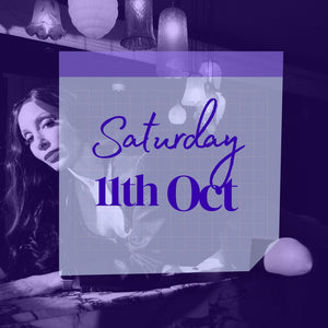 Saturday 11th October tickets available to this Sydney CBD show this weekend. Glamorous woman lying on vintage bar in background. Weekend date showing tickets available in front. 