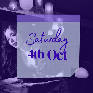 Saturday 4th October tickets available to this Sydney CBD show this weekend. Glamorous woman lying on vintage bar in background. Weekend date showing tickets available in front. 