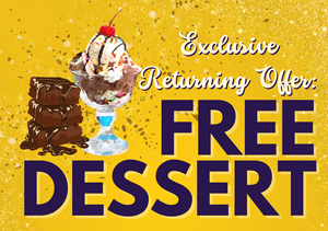 Free Dessert! Chocolate Brownie + Ice Cream + Chocolate Sauce