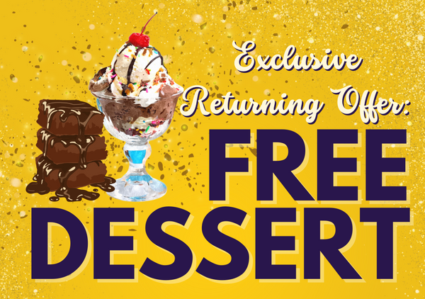Free Dessert! Chocolate Brownie + Ice Cream + Chocolate Sauce